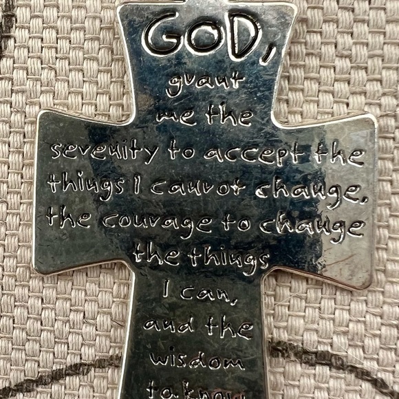 Serenity Prayer Silver Alloy Cross Necklace - Picture 6 of 6